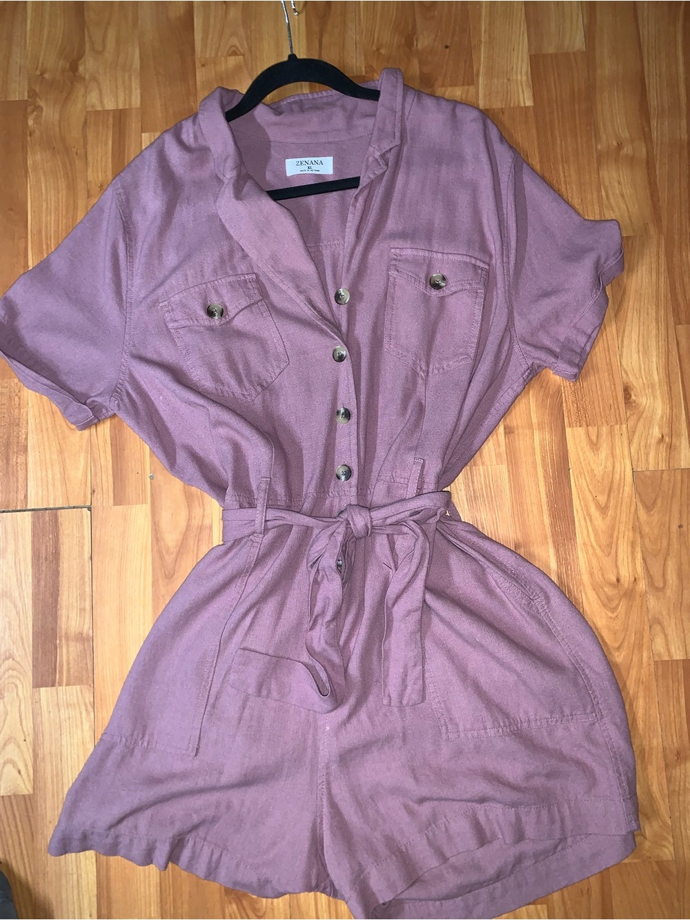 Zenana Outfitters Mauve Button-Front one piece shorts (jumper)
